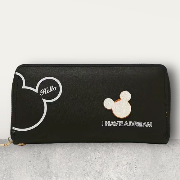 Minnie Mickey Mouse Wristlet Clutch Convertible Wallet Black - Picture 7 of 16